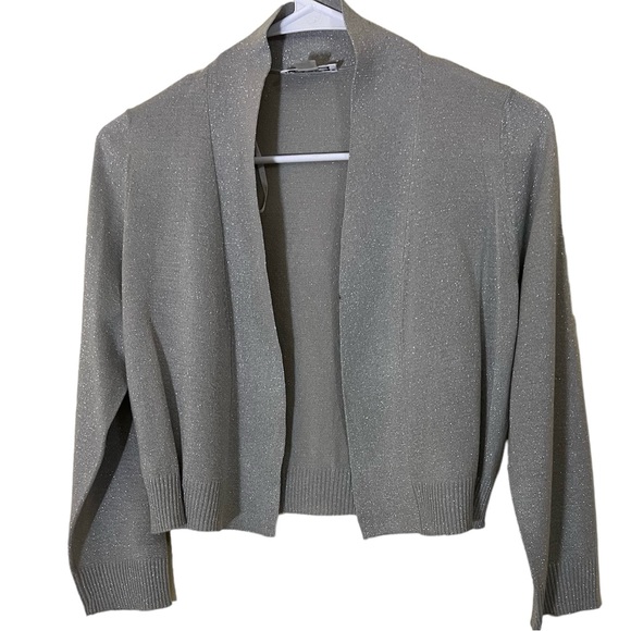 Calvin Klein Short Cardigan Silver Cropped. New With Tags Size Small - Picture 1 of 12